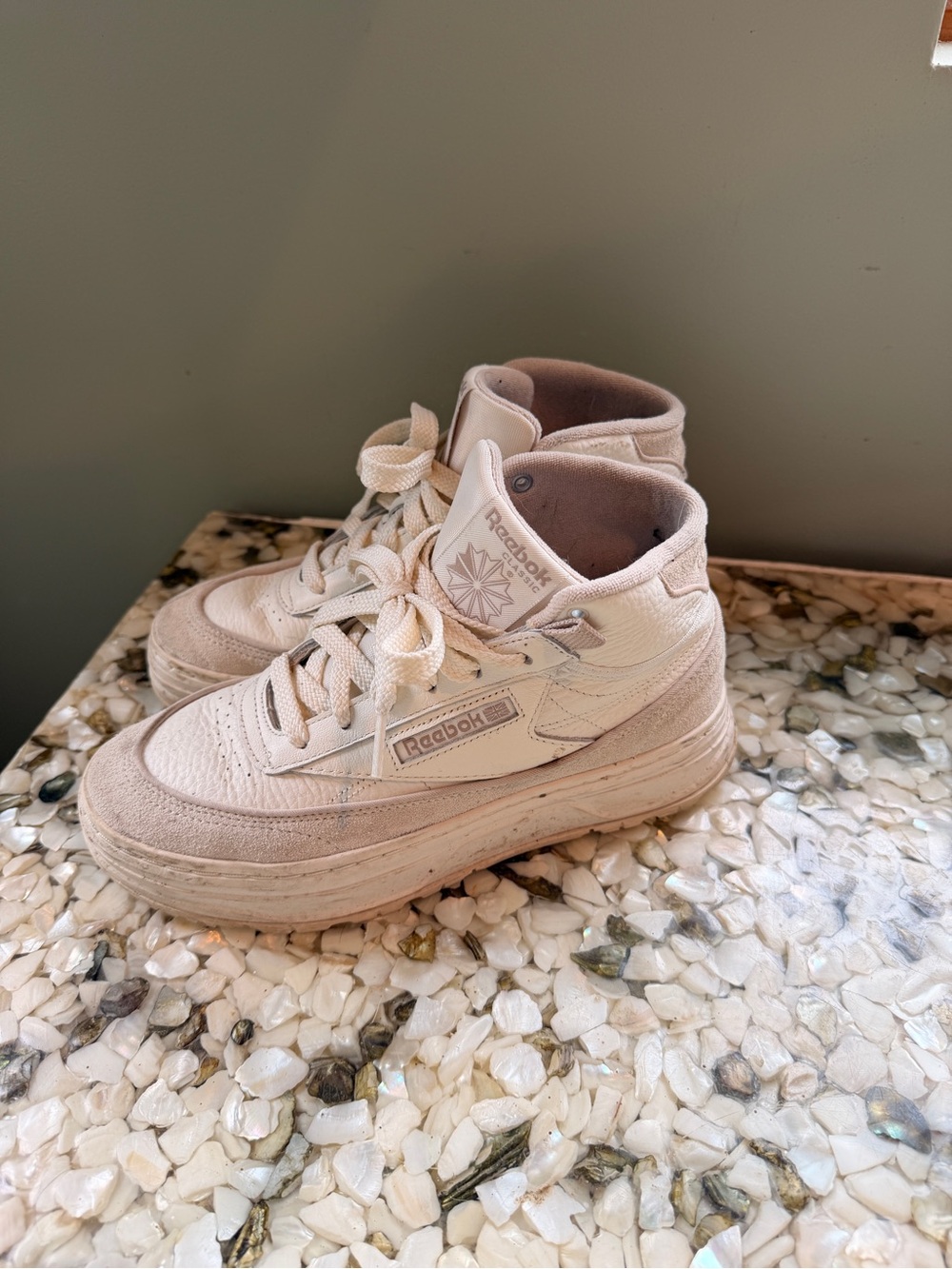 Reebok Classic High-Top Sneakers in off white